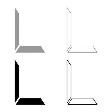 Part border for picture corner frame set icon grey black color vector illus.. Stock Illustration
