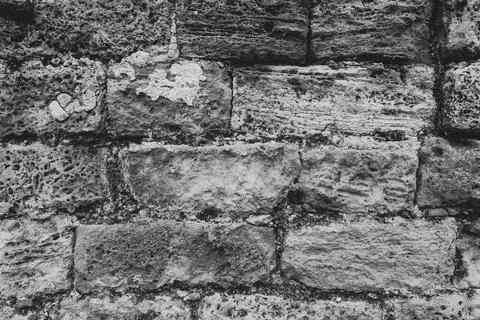 Part of a Brick Wall. Background or Texture. Surface of ancient obsolete Foto stock