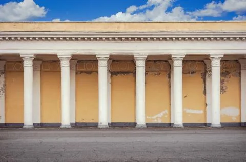 A part of building with the pillars. Fotos Stock