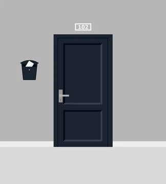 Part of building, two closed doors and mailboxes with letter. Entrance to the Stock Illustration