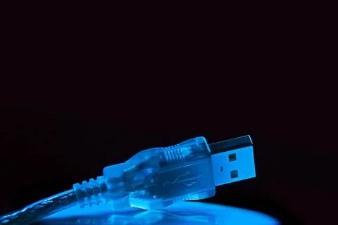 Part of cable USB This colour not computer effect. It is dark blue illumin... Stock-Fotos