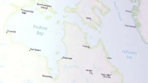 Part of Canada with Hudson bay on a map of the world. Stock Footage 102417362