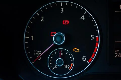 Part of car dashboard with speedometer Stock Photos