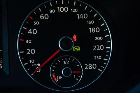 Part of car dashboard with speedometer Stock Photos
