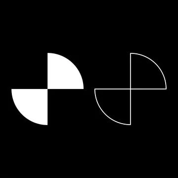 Part circle 1/2 2 two set icon white color vector illustration image solid .. Ilustración de archivo