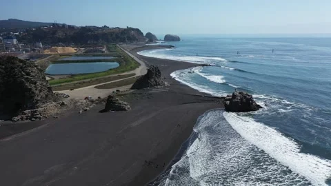 Part of city Constitucion Chile and coastline Pacific Ocean Stock Footage 249028062