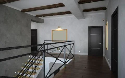 Part of the classical interior, staircase view Stock Illustration