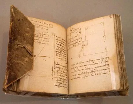 Part of The Codex Forster II, a collection of pages with notes, sketches ... Stock Photos