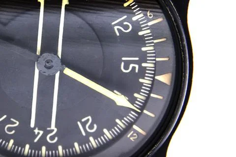 Part of combined flight instrument using on plane on the white background Stock Photos