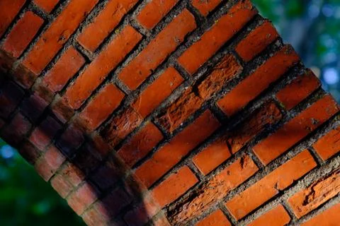 Part of a decorative arc made of bricks in Pamplona, Spain Stock Photos