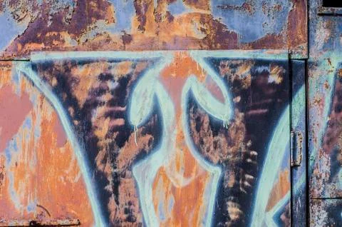 Part of dirty old rusted surface. Multicolor metal textures. Poster. Interior Stock Photos