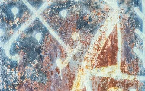Part of dirty old rusted surface. Multicolor metal textures. Poster. Interior Stock Photos