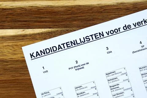 Part of a Dutch elections candidate lists Stock Photos