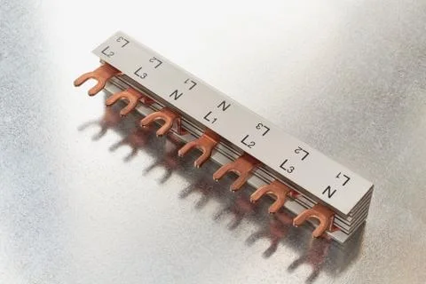 Part of the electrical connection bus in a plastic case. Stock Photos