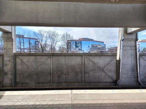 Part of an elevated subway station in a suburb of the United States Stock Photos