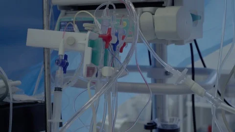 Part of the equipment of the operating unit for operation of aortocoronary Stock Footage 104921906