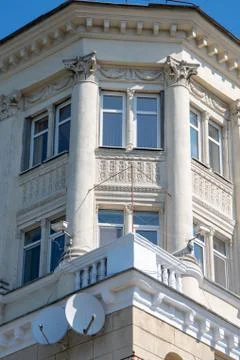Part of the facade of the building, details of Soviet architecture Fotos de archivo