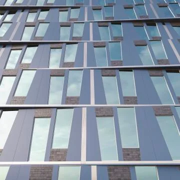 Part of facade of modern high-rise building, 3D-Rendering Ilustración de archivo