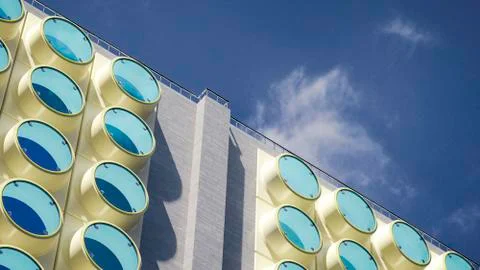 Part of facade of modern high-rise building, 3D Rendering Ilustración de archivo