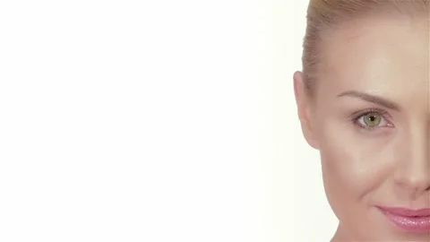 Part of faces of a beautiful model and white space 스톡 동영상 252674350