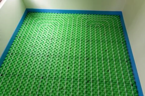 Part of floor heating installation Stock Photos