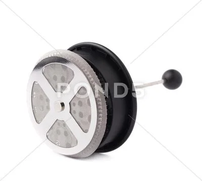 Part of french press pot coffee isolated over the white background Stock Photos