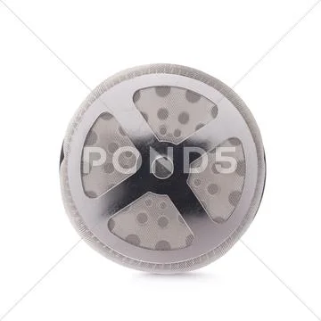 Part of french press pot coffee isolated over the white background Stock Photos
