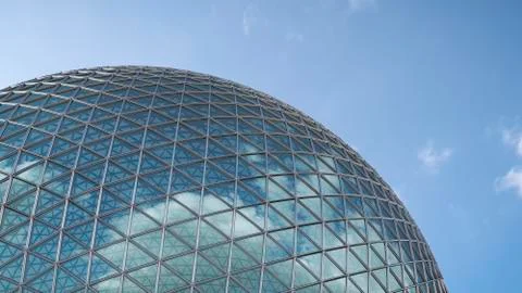 Part of glass dome with reflection of clouds, 3D Rendering イラスト素材