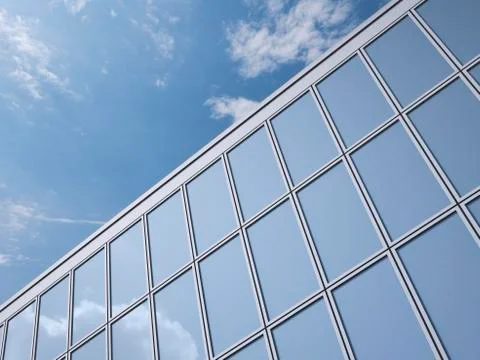 Part of glass facade with reflection of cloud, 3D Rendering Stock Illustration