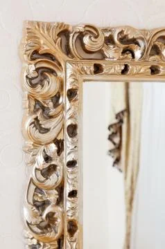 Part of golden classical mirror frame Stock Photos