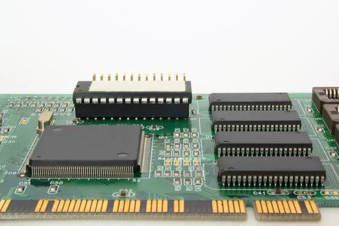 Part of graphic card for personal computer. Close-up. Stock Photos