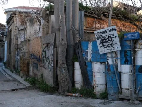 Part of the Green Line or the Buffer zone in the old town of Nicosia Stockfoto's