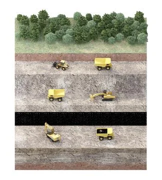 Part of ground cut of coal mining equipment Stock Illustration