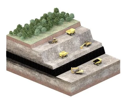 Part of ground cut of coal mining equipment Stock Illustration
