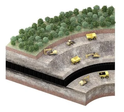 Part of ground cut of coal mining equipment Stock Illustration