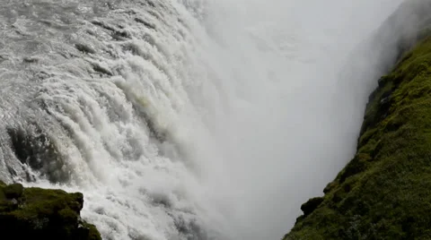 Part of Gullfoss waterfall seen from above, Iceland Stock Footage 33795302