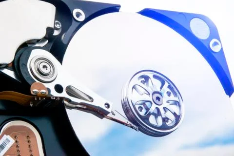 Part of the hard disk with a shallow depth of field Stock Photos