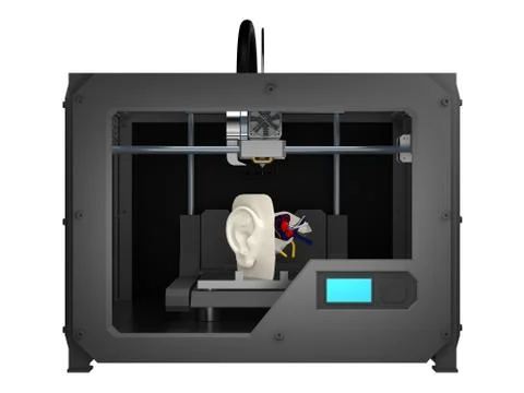 Part head in 3d printer 3d rendering Stock Illustration