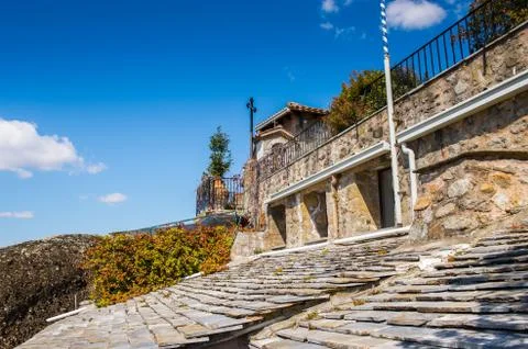 Part of the Holy Monastery of Saint Stephen in Meteora mountains, Thessaly, G Stock Photos