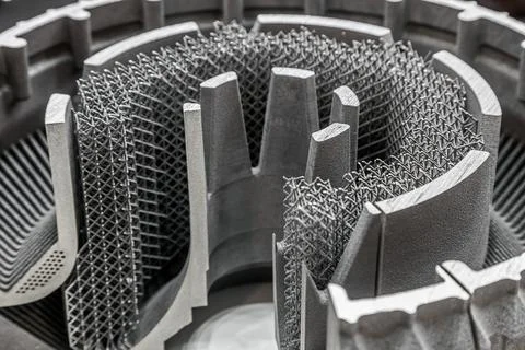 Part of the housing of the first engine support made on a 3D printer printed Stock Photos