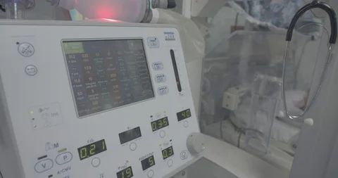 Part of incubator Intensive care unit , the controller Stock Footage 127744783
