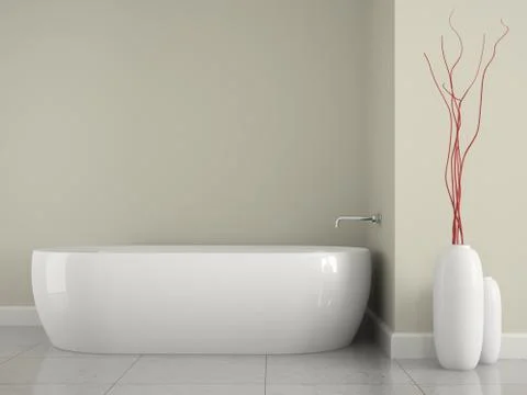 Part of the interior bathroom with branches decor Stock Illustration