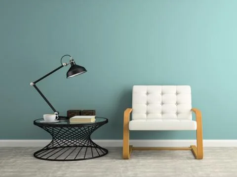 Part of  interior with black lamp 3D rendering Stock Illustration