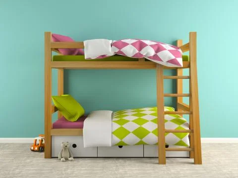 Part of  interior with bunk bed 3D rendering Stock Illustration