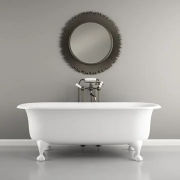 Part of Interior classic bathroom with stylish bath 3D rendering Stock Illustration
