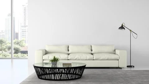 Part of Interior modern design room with sofa and lamp 3D rendering イラスト素材