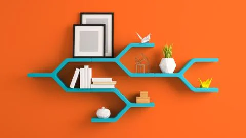 Part of interior with the shelf 3D illustration Stock Illustration