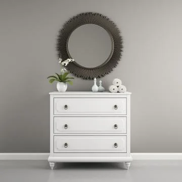 Part of  interior with stylish commode 3D rendering Stock Illustration