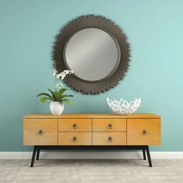 Part of  interior with stylish consol 3D rendering Stock Illustration