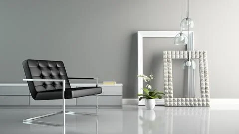 Part of interior with stylish frames 3D rendering 2 イラスト素材